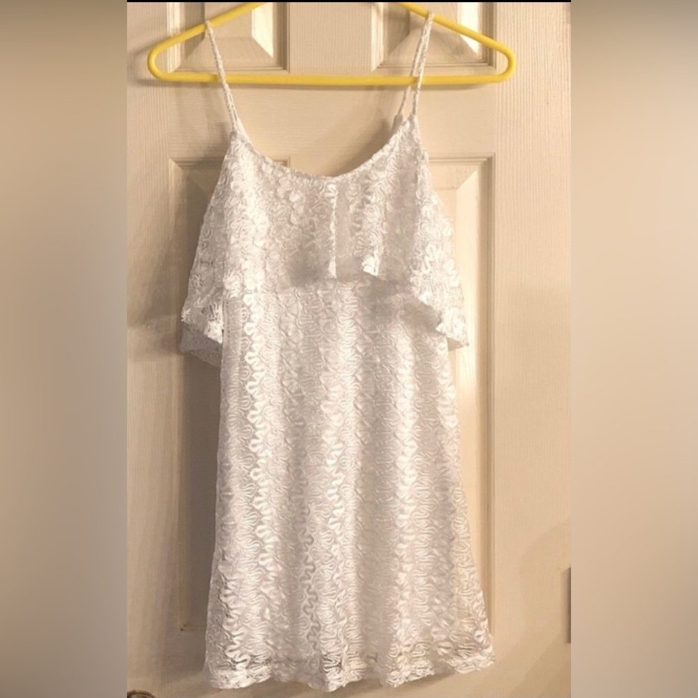 White Millibon Lace Spaghetti strap small Dress